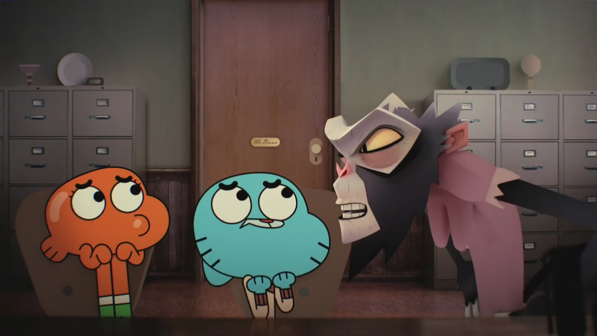 Miss Simian meets Gumball and Darwin
