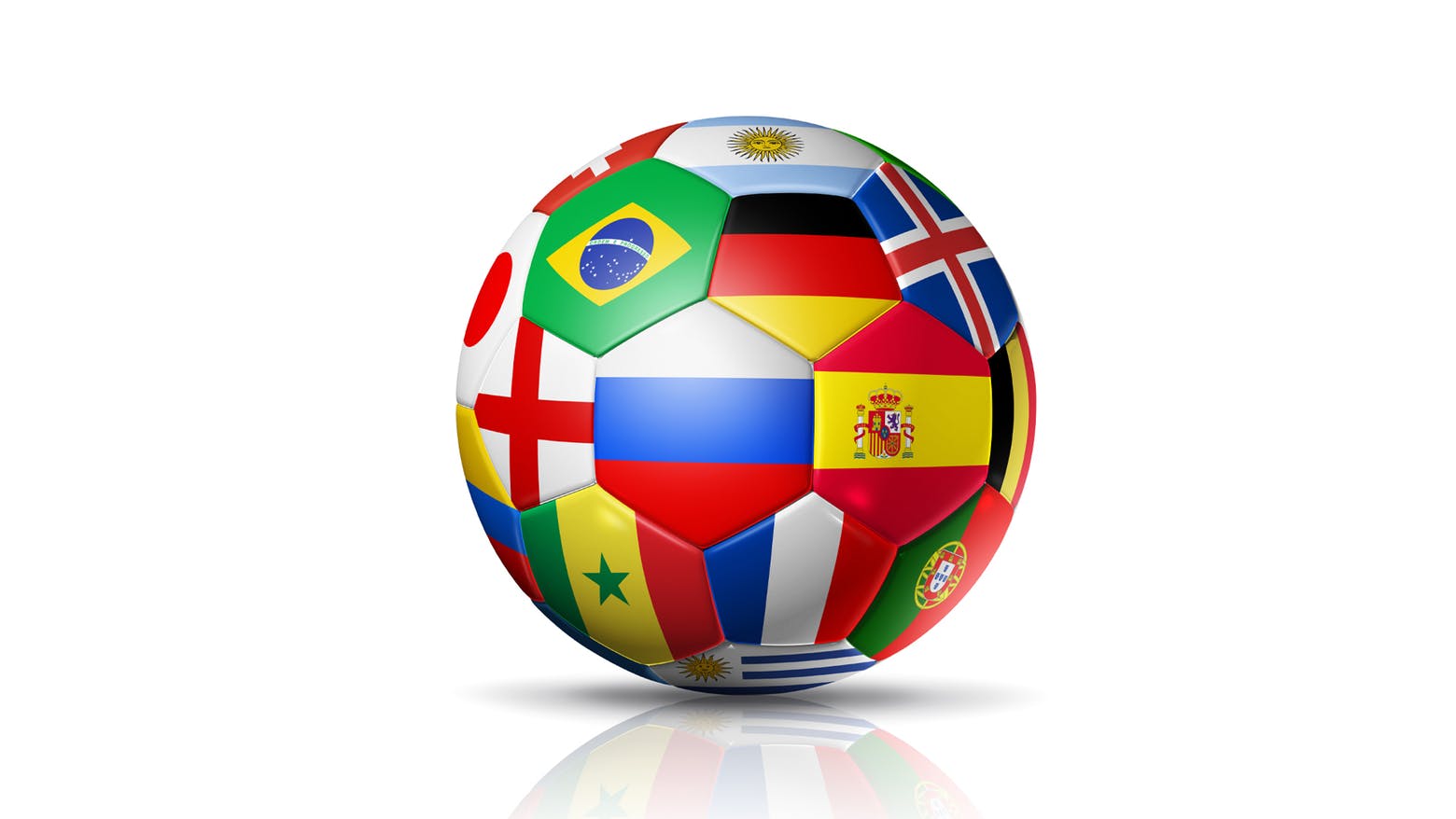 A football showing lots of different country flags 