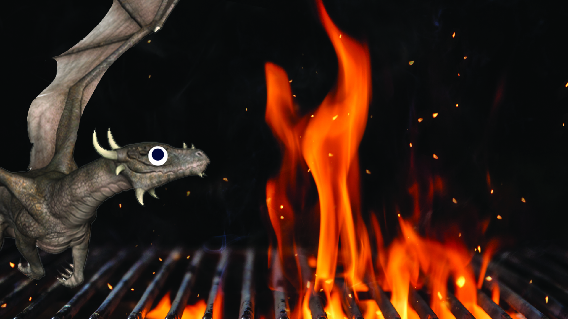 A dragon starting a barbecue