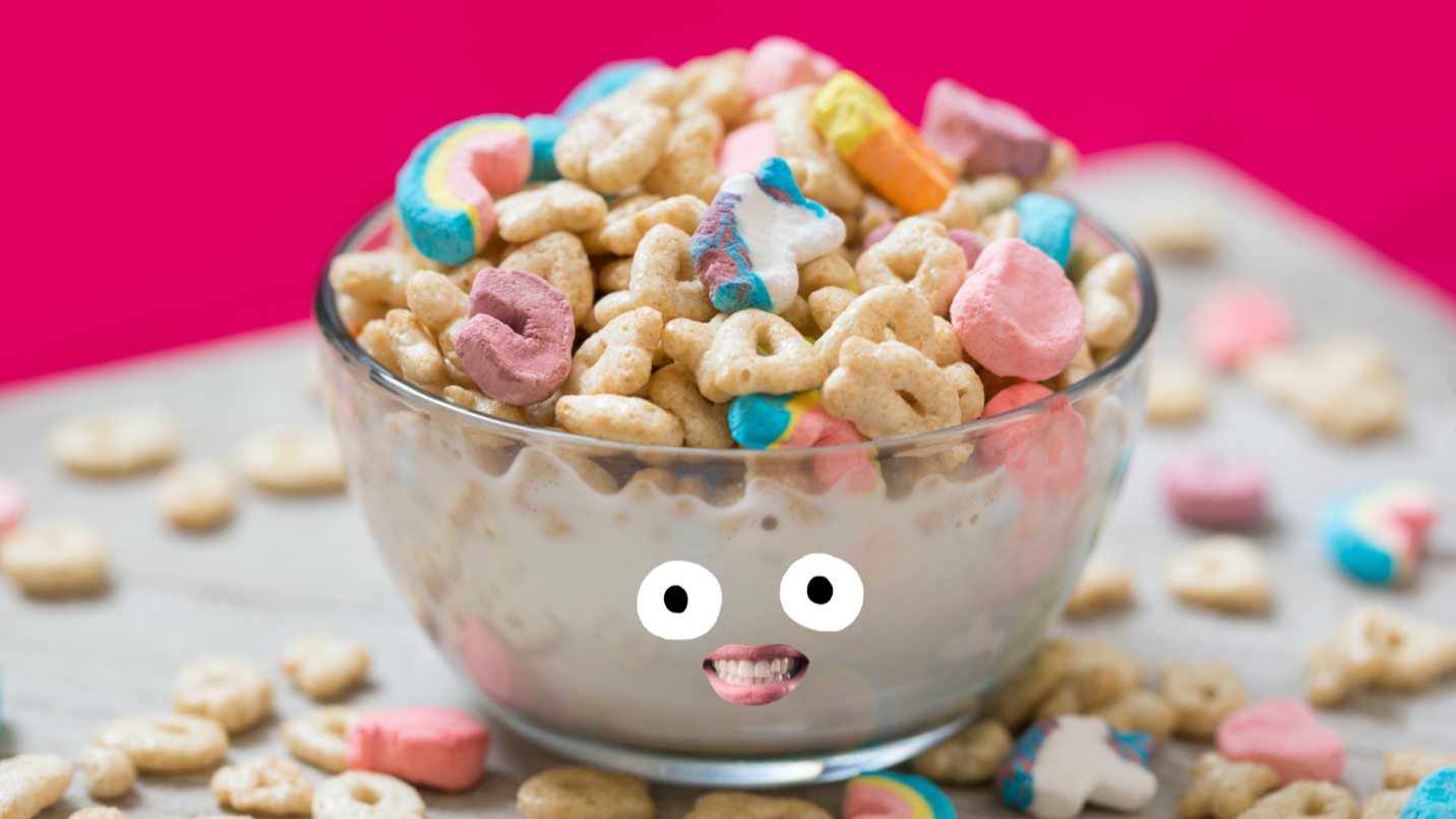 A bowl of Lucky Charms