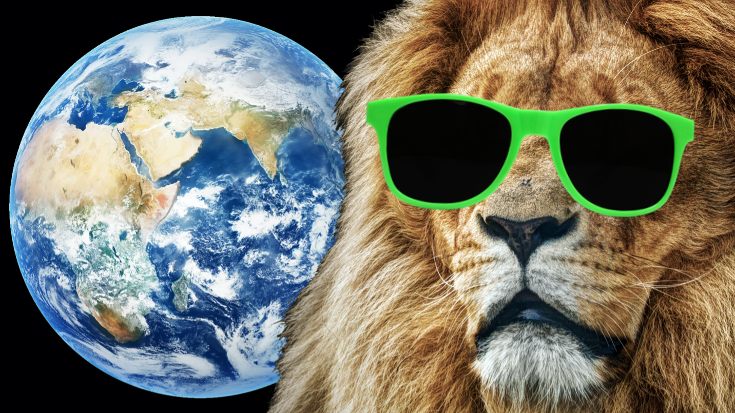 A lion and the Earth