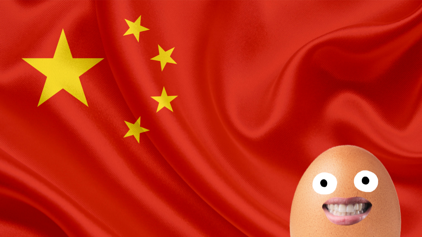 China flag and happy egg