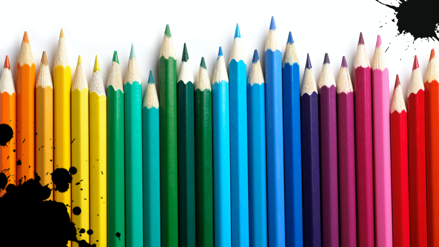 A range of coloured pencils