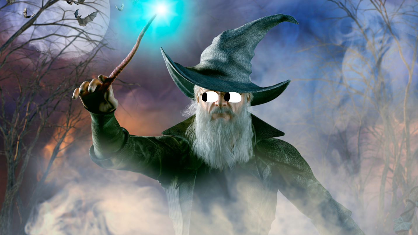 A wizard waving a wand