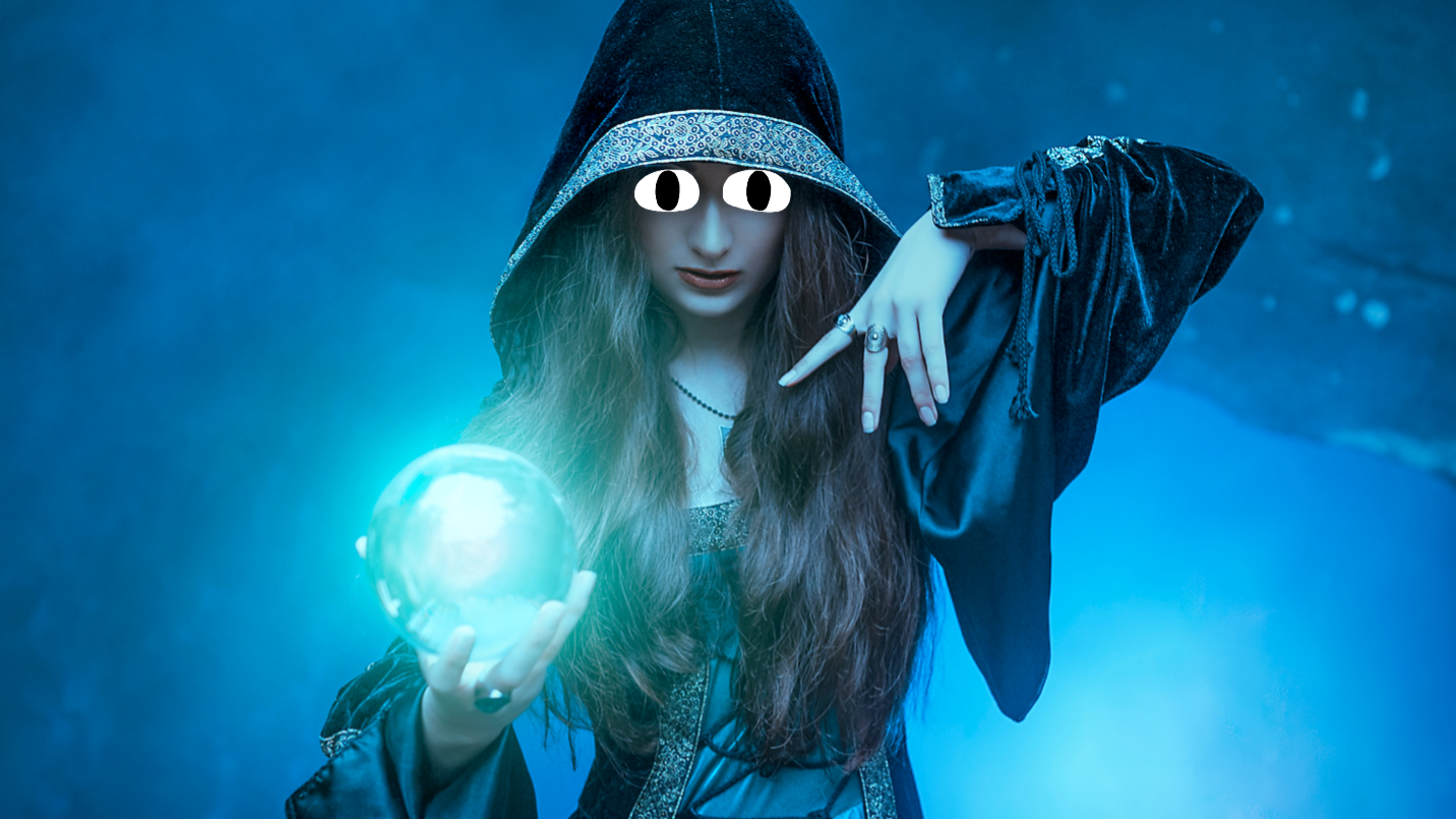 A mysterious woman holding a crystal ball