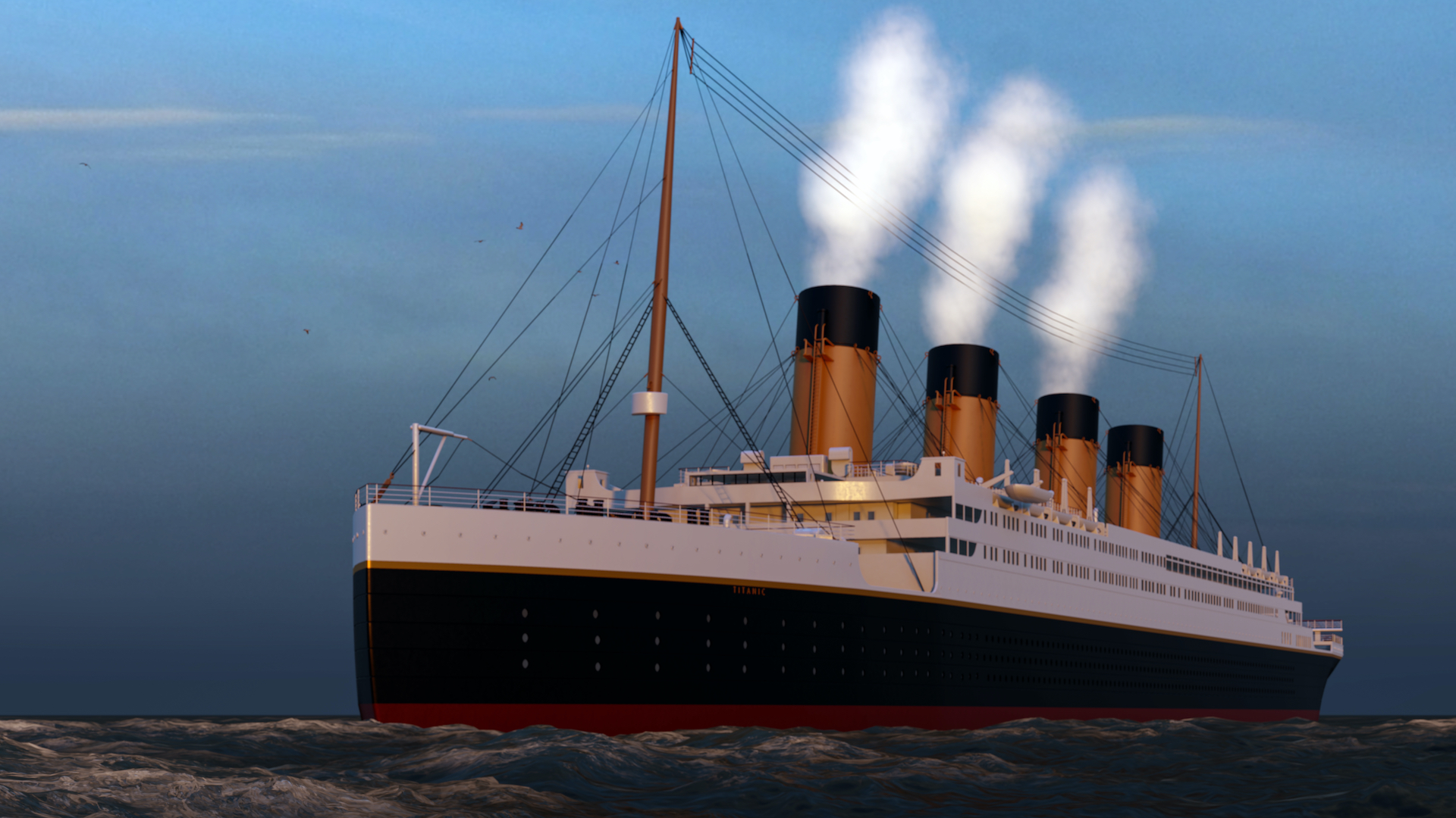 A 3D rendering of the Titanic