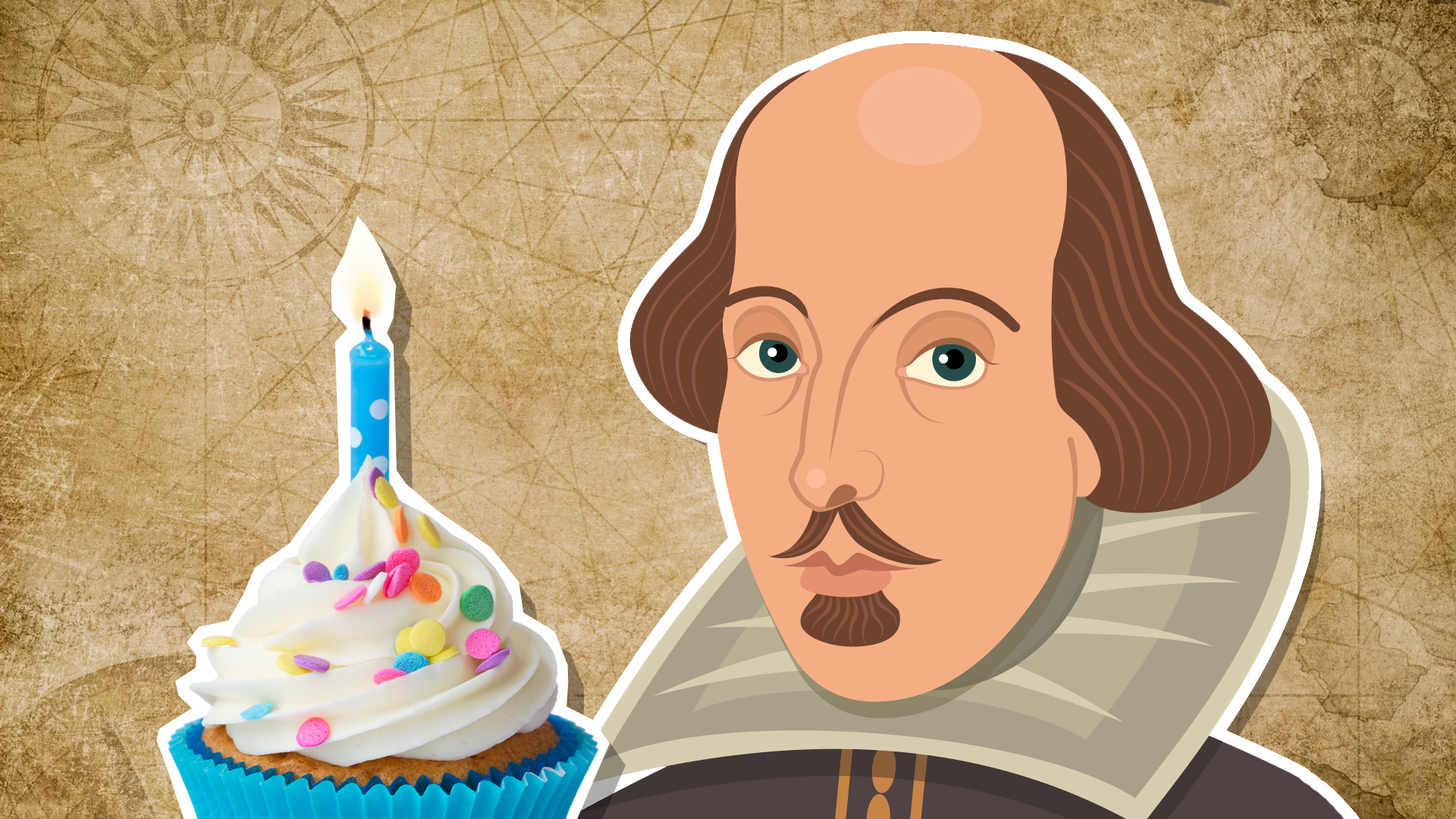 William Shakespeare and a birthday cake