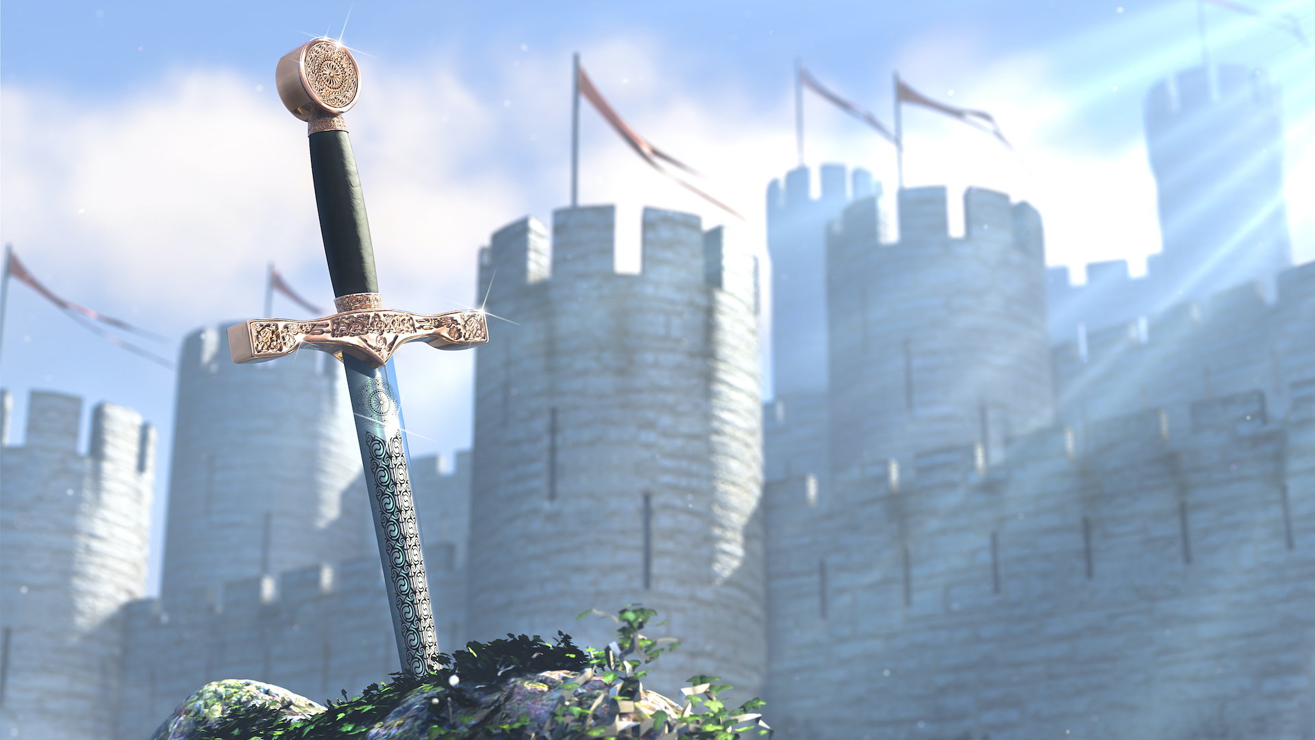 A sword and a medieval castle