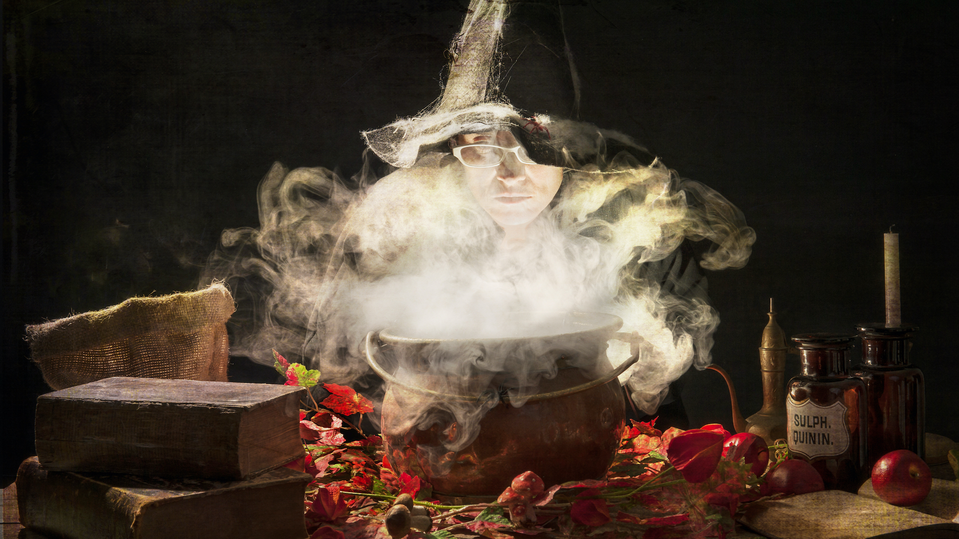 A wizard making a magic potion