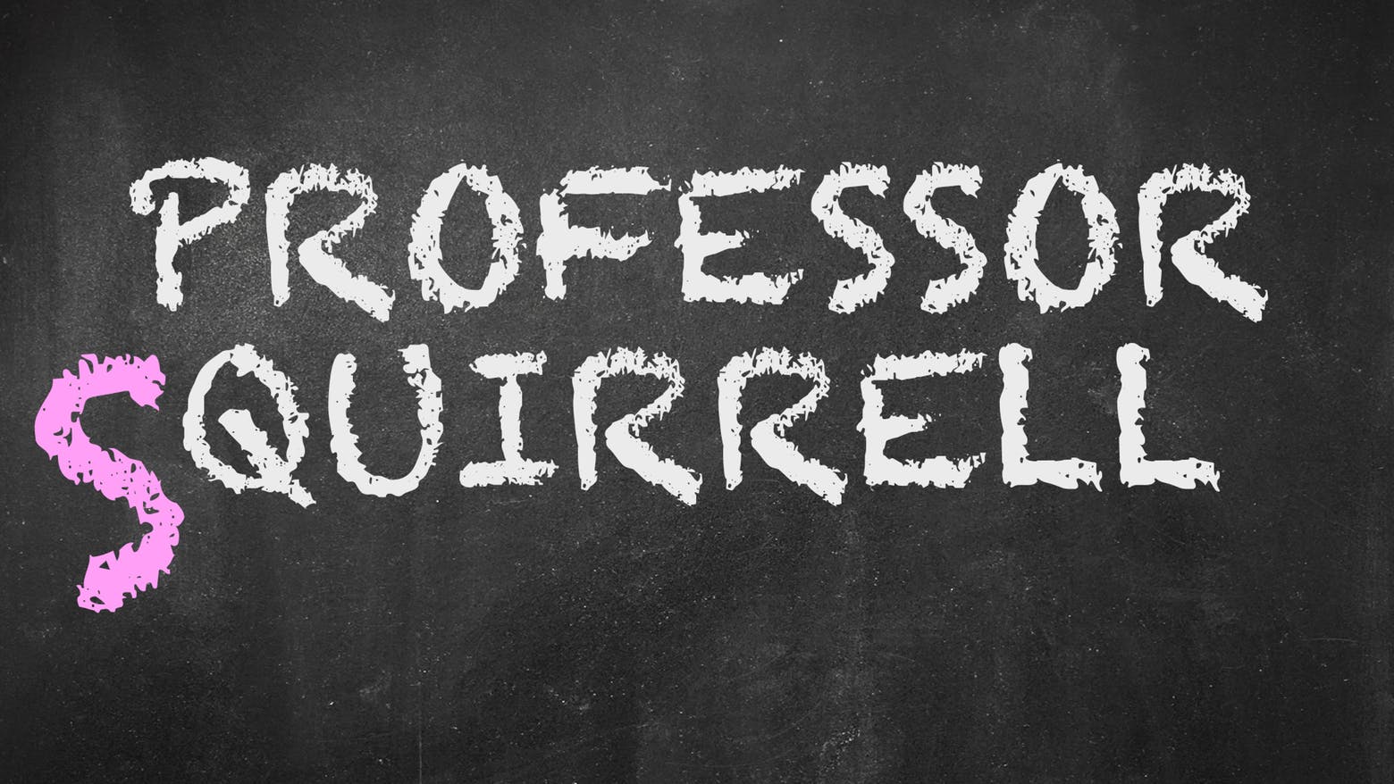 Professor Squirrel written on a chalkboard