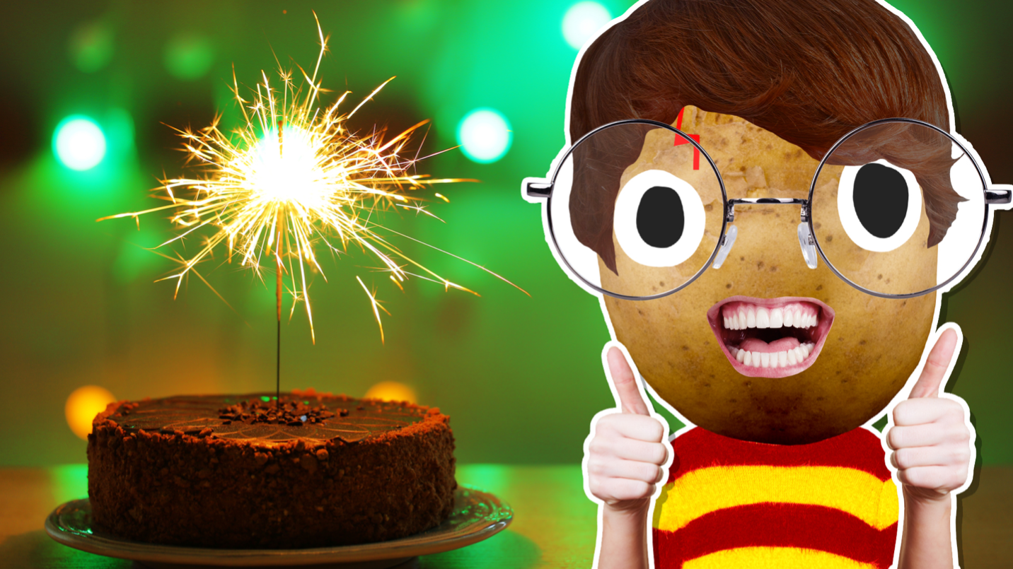 A sparkler in a birthday cake