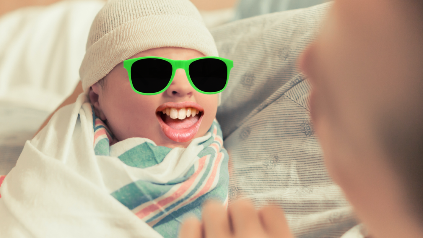 A baby in sunglasses