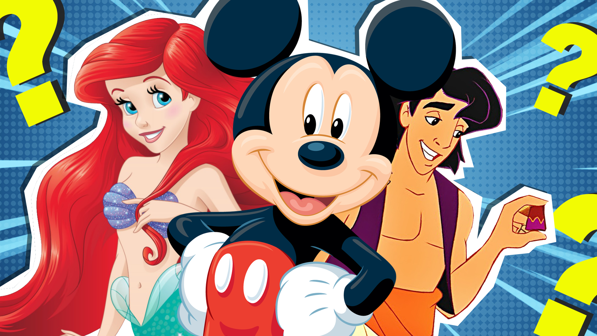 Disney characters Ariel, Aladdin and Mickey