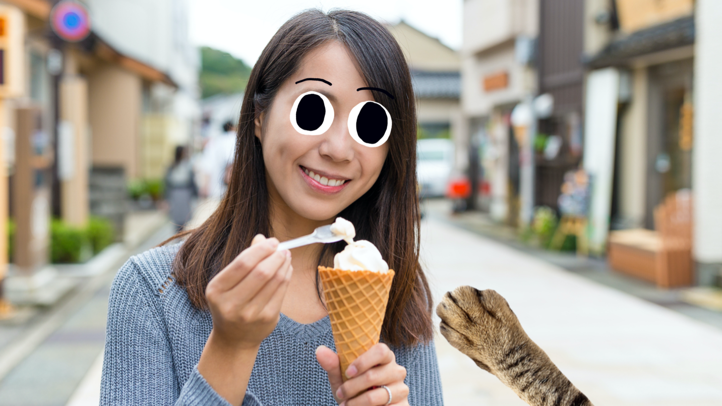 A woman eating an ice cream cone