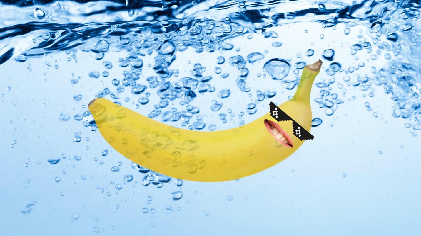 A banana in water