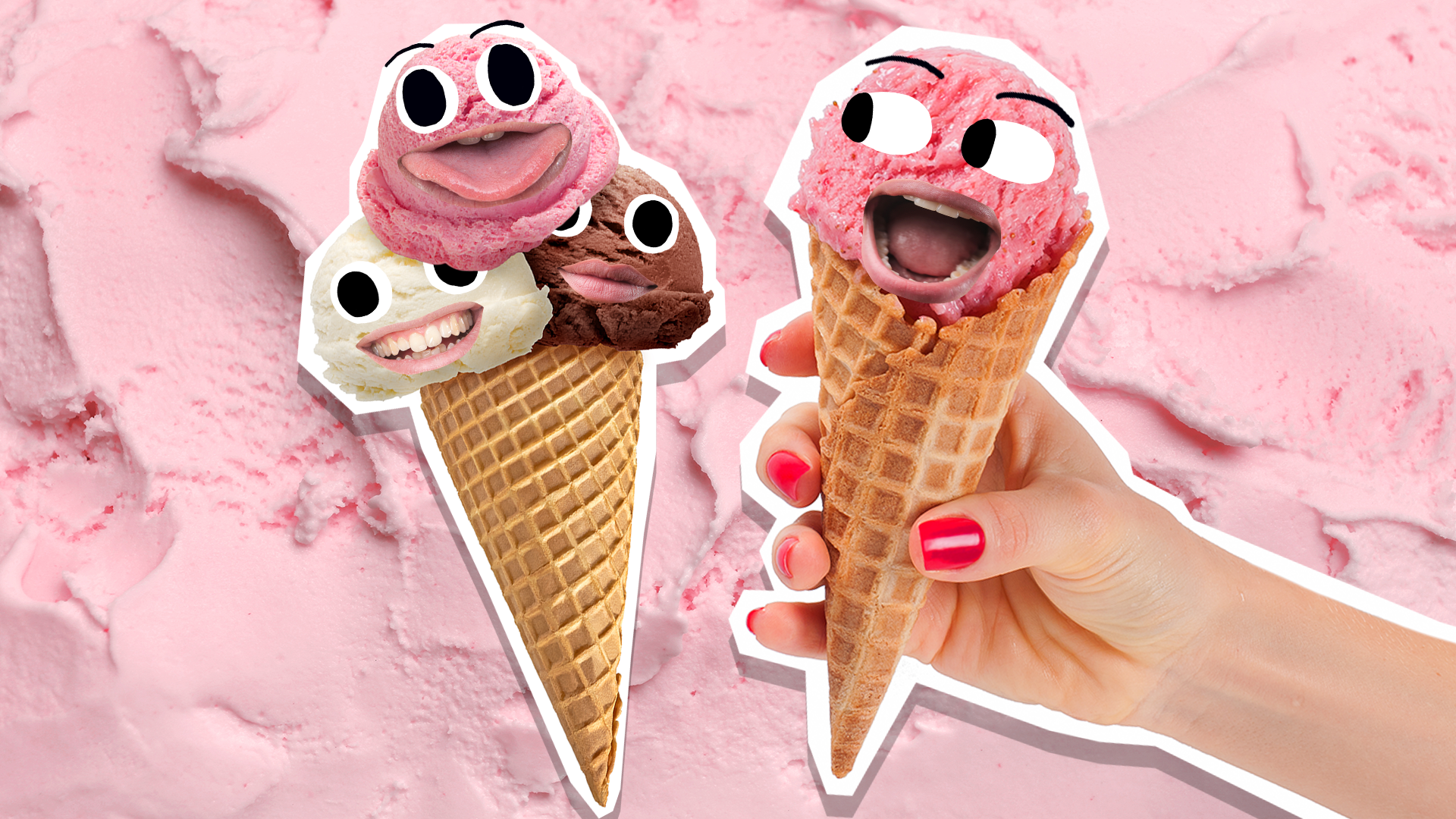Ice creams with googly eyes