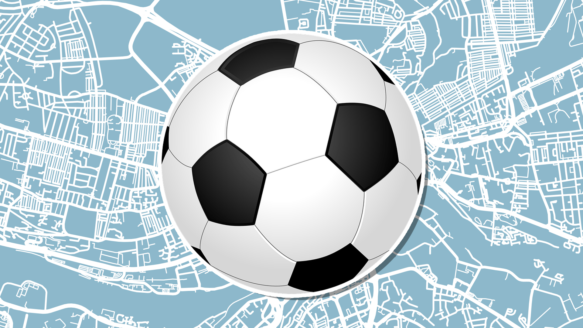 A football and a map of Newcastle city centre