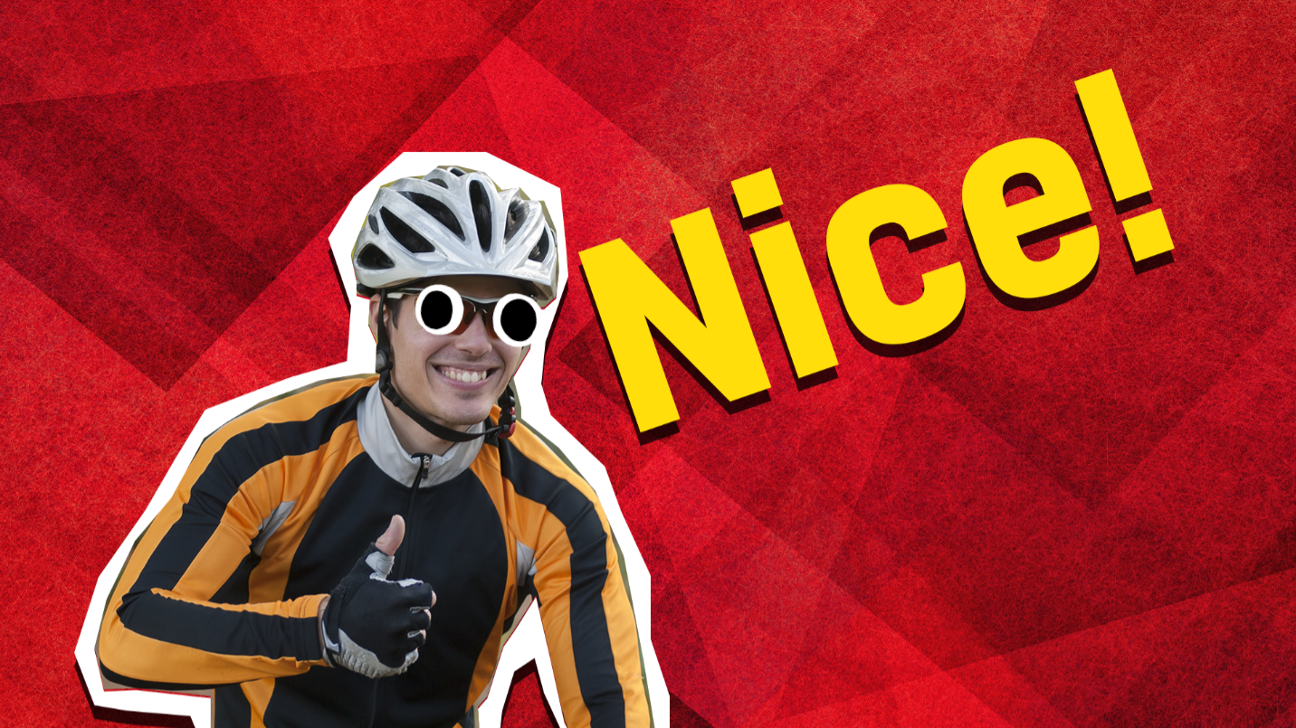 Cyclist doing thumbs up