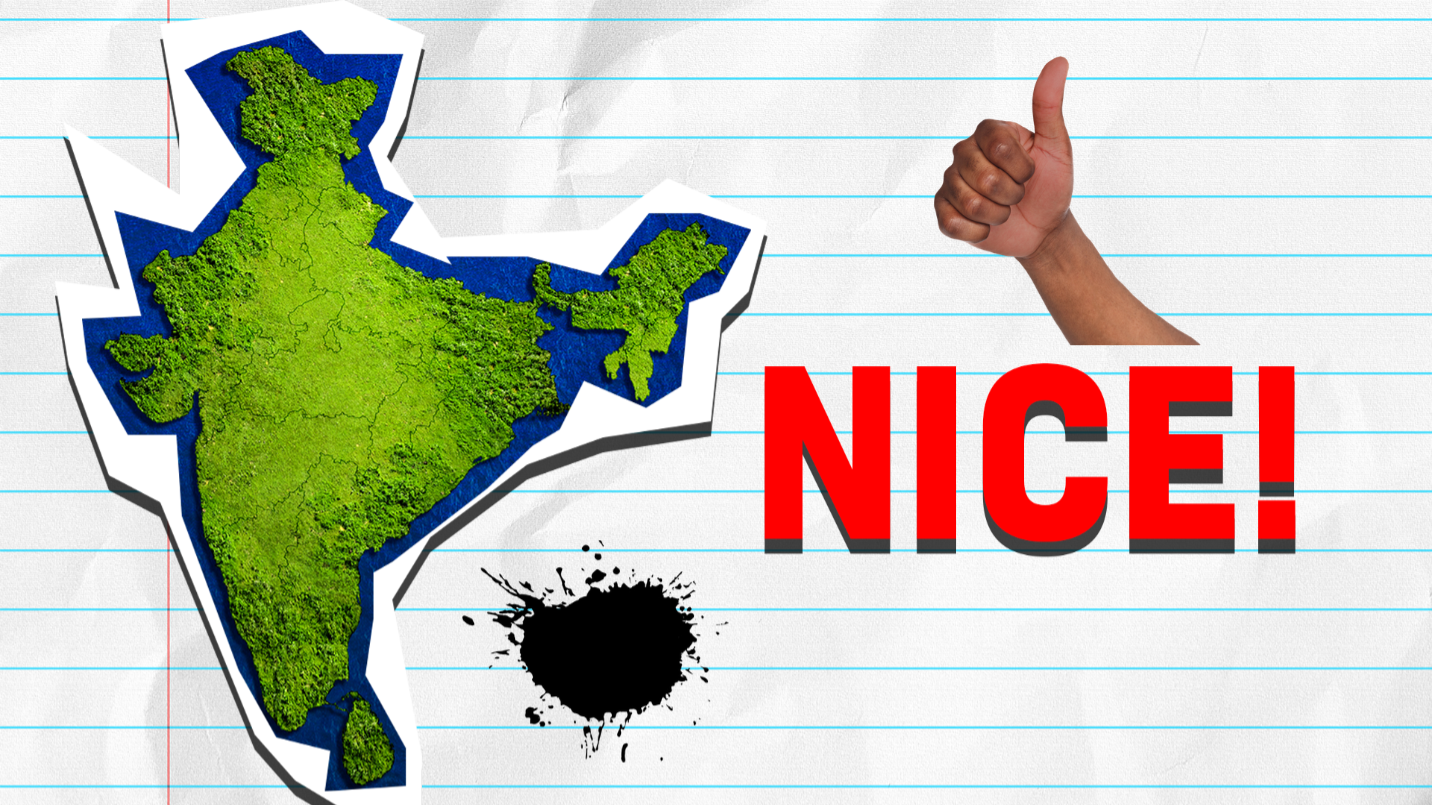 Map of india on lined background with nice and thumbs up