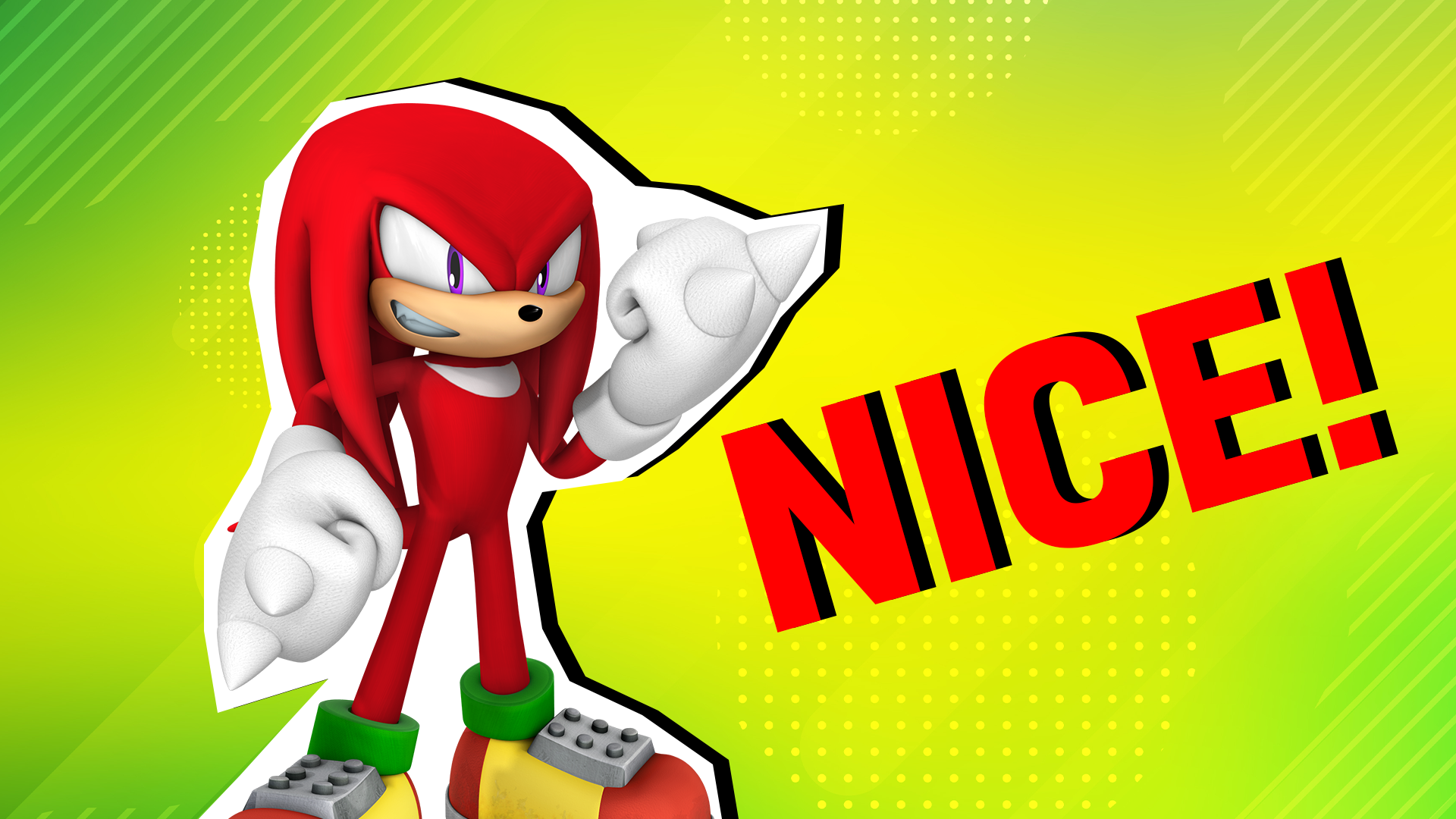 Knuckles on a green background with the words nice