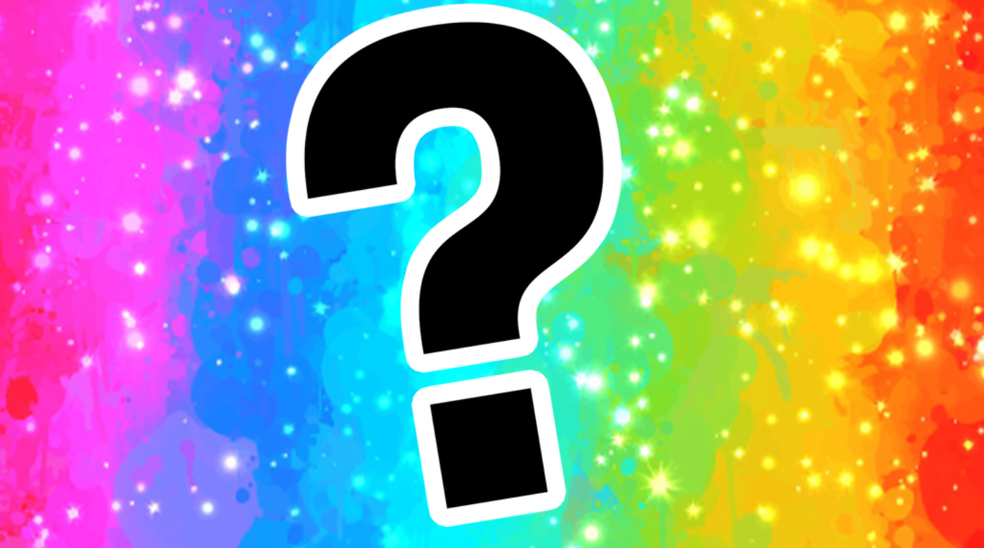 Rainbow background and question mark