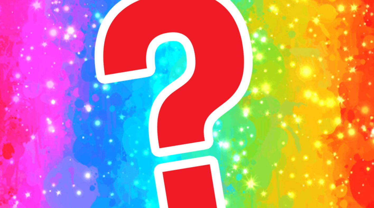 Rainbow background and question mark 