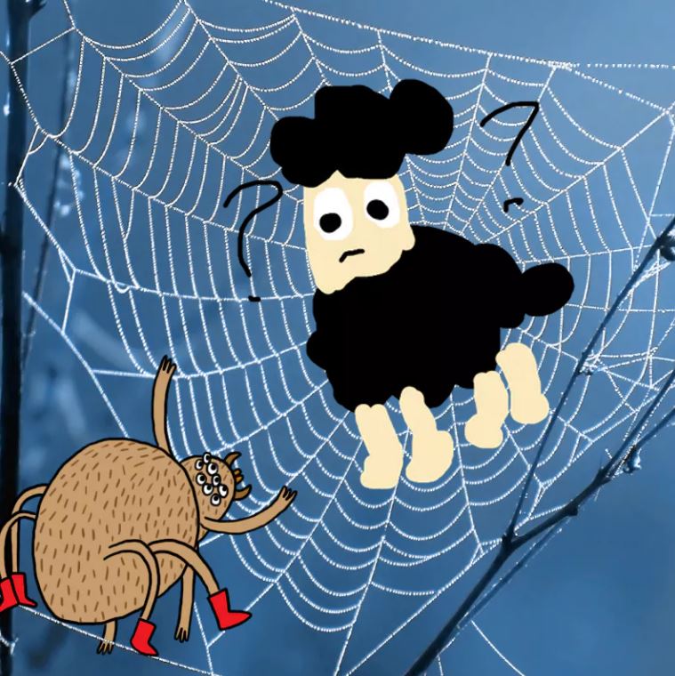 Gnasher caught in a spider's web - Complete the Drawing