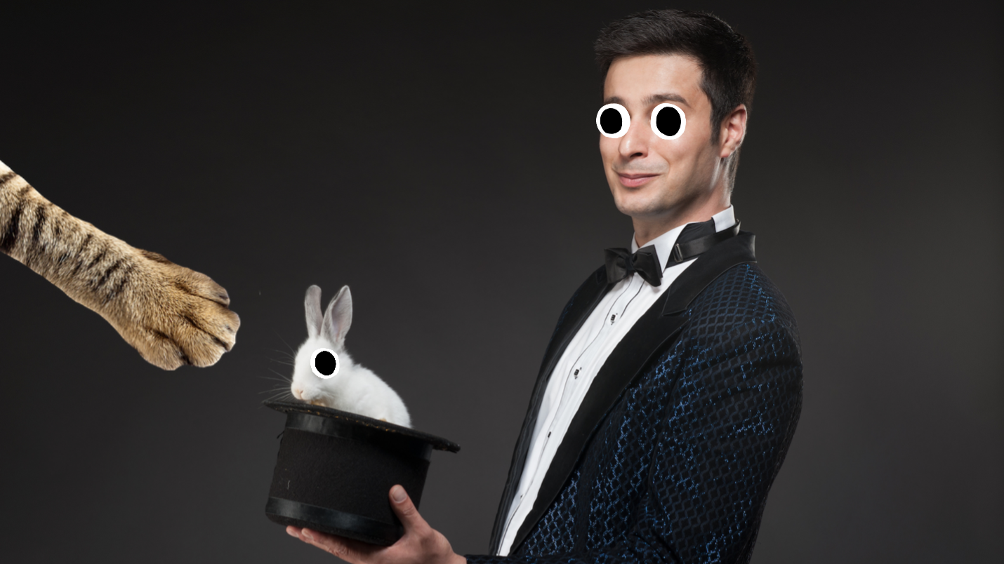 A magician with a rabbit in his hat