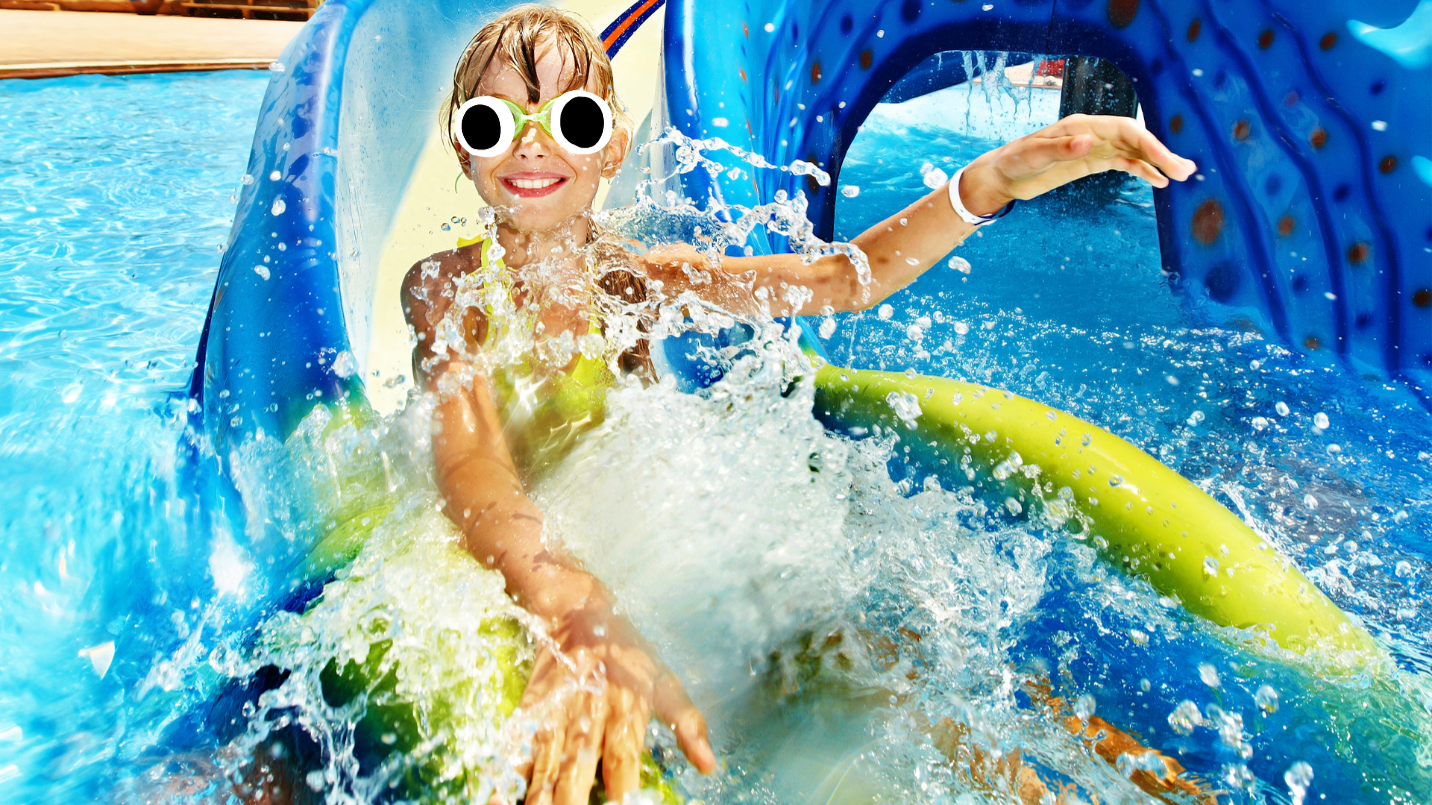 Child on water slide 