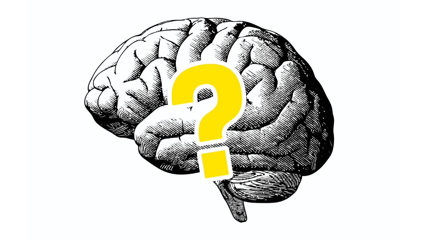 Drawing of brain with question mark 