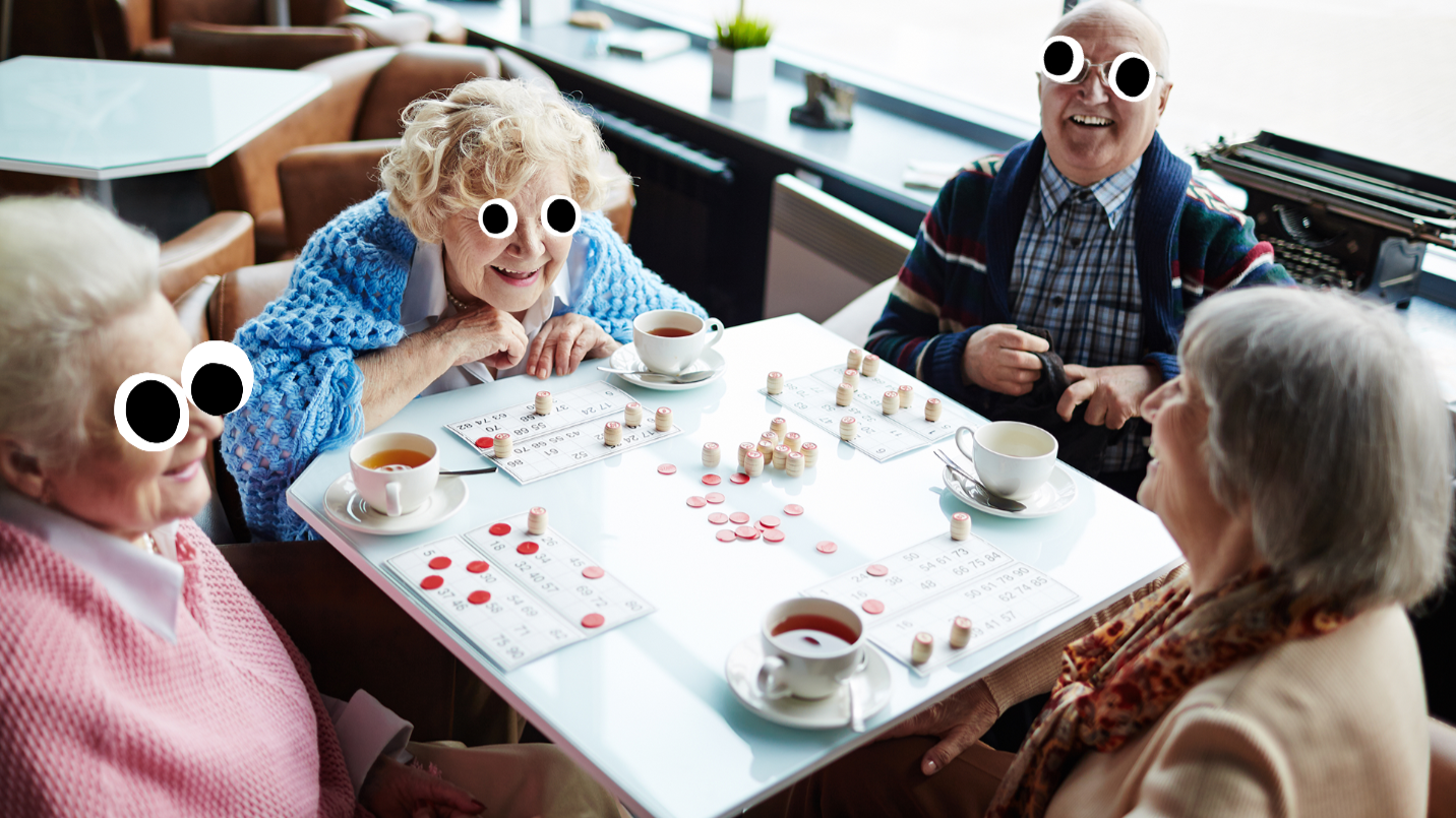 Old people playing bingo