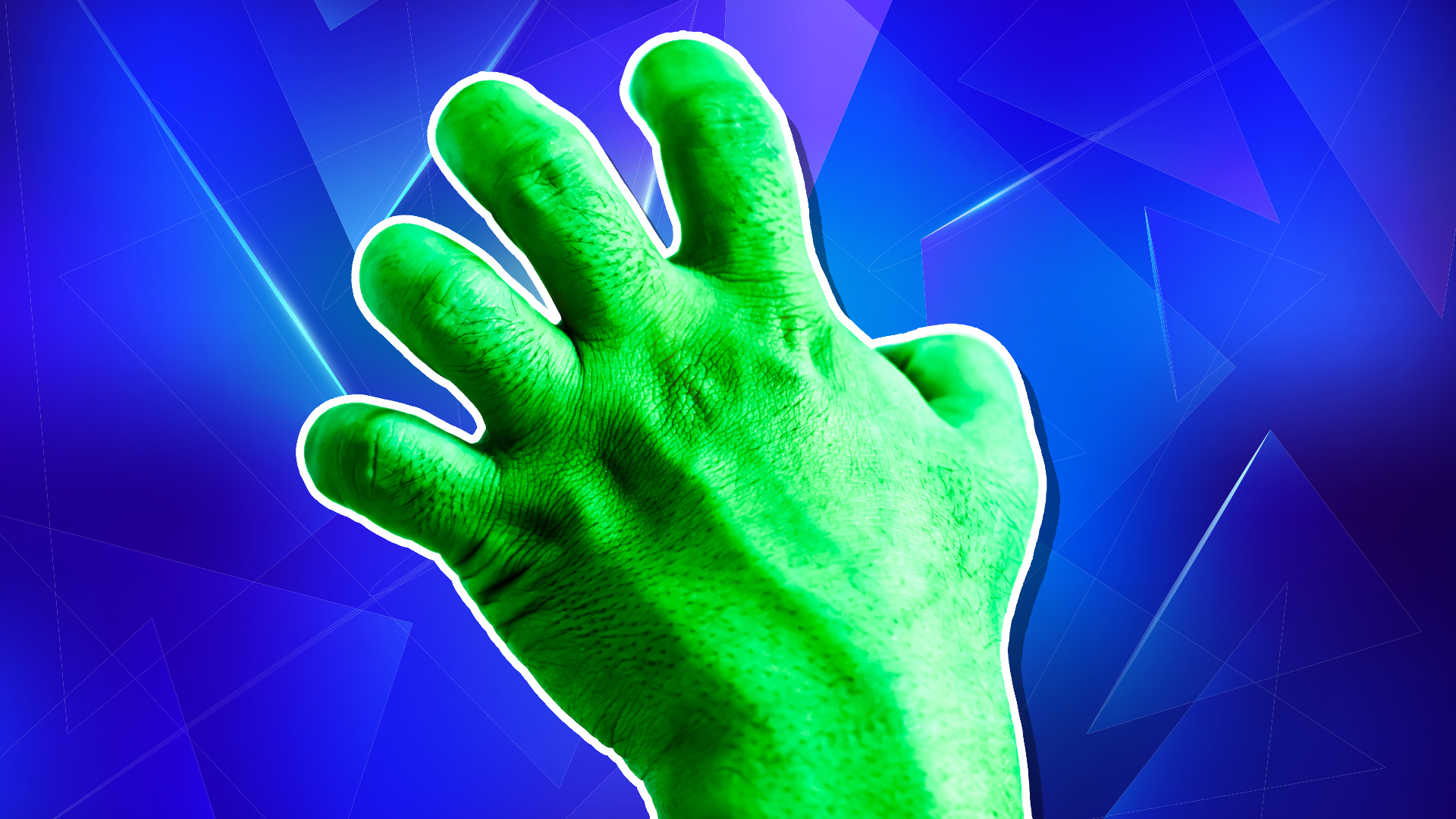 A green Hulk hand