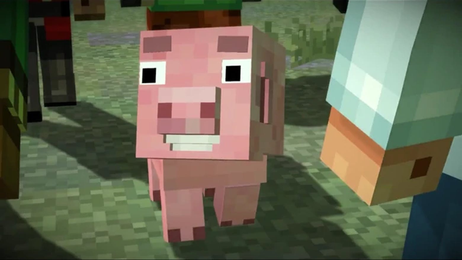 A Minecraft pig character