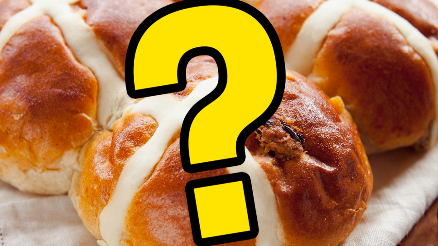 Hot cross buns with question mark