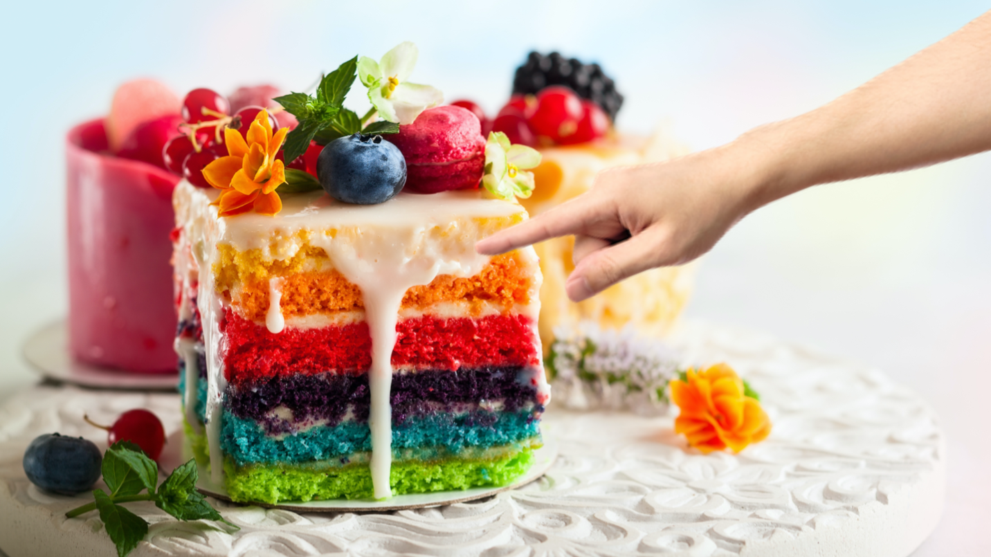 A rainbow cake