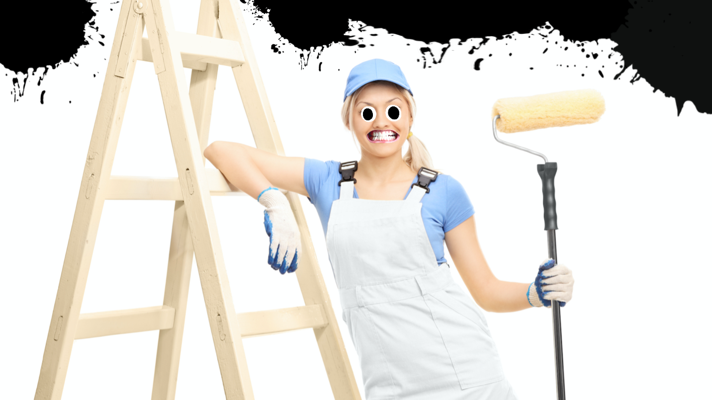 A painter and decorator with black walls