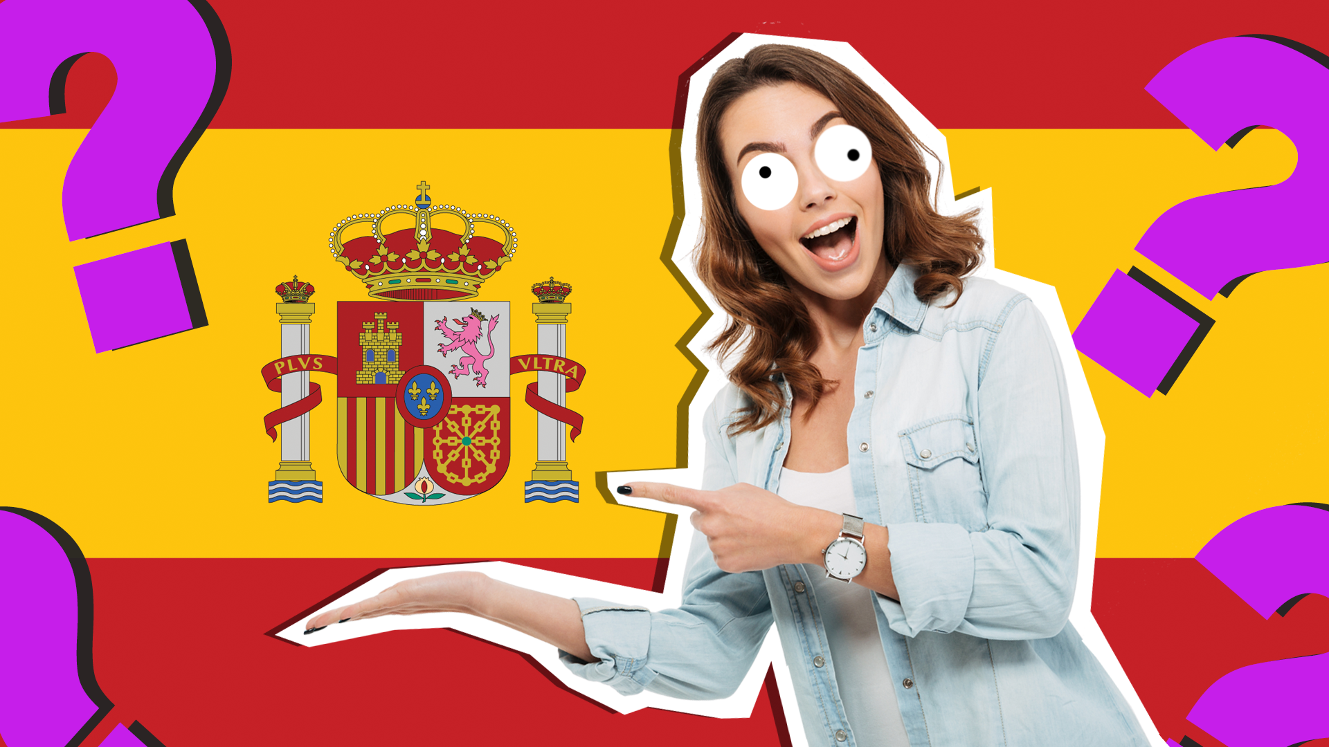 Woman smiling in front of Spain flag