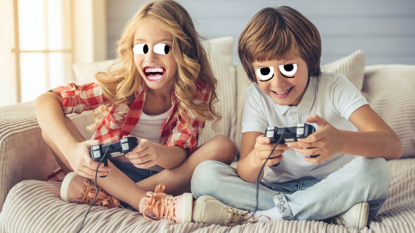 Two children playing video games