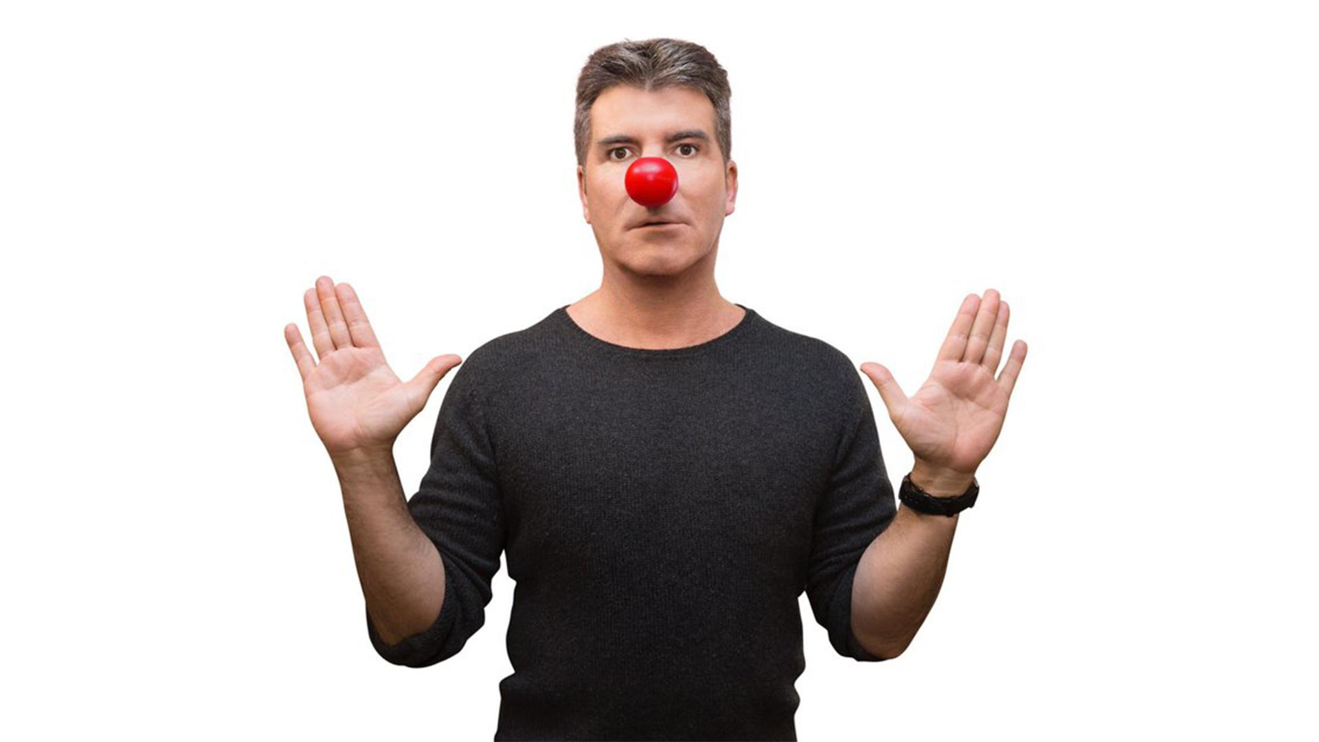 Simon Cowell with a red nose