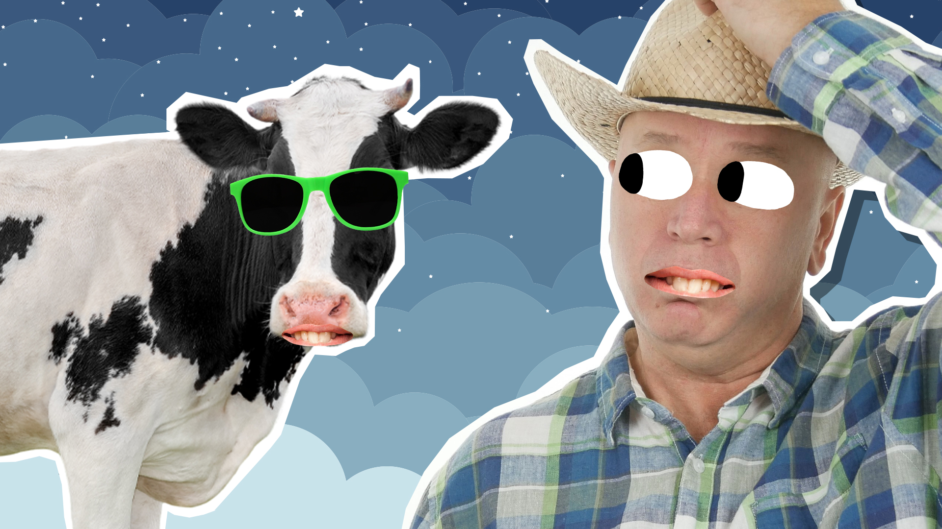 A farmer and a sleepy cow
