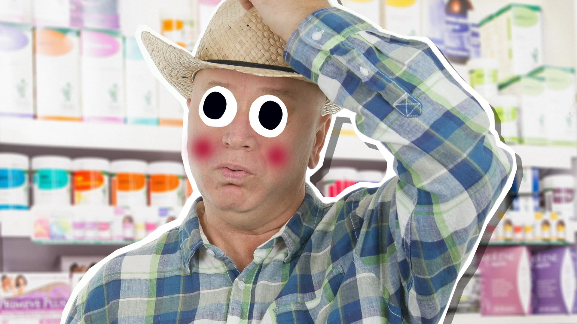 A poorly farmer at the pharmacy 