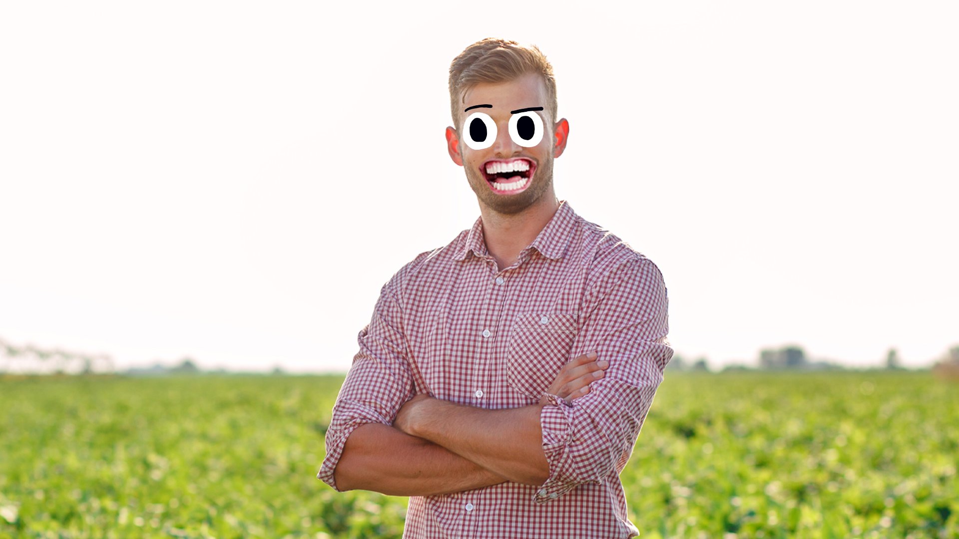A farmer standing in a field