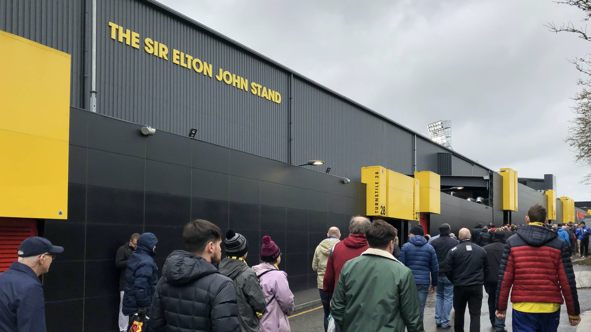 Watford fans go into the Sir Elton John stand 