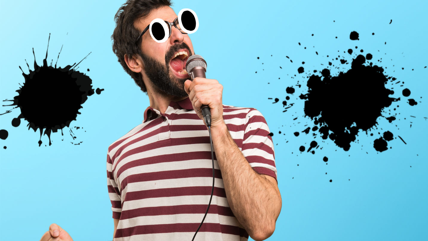 Man singing into microphone