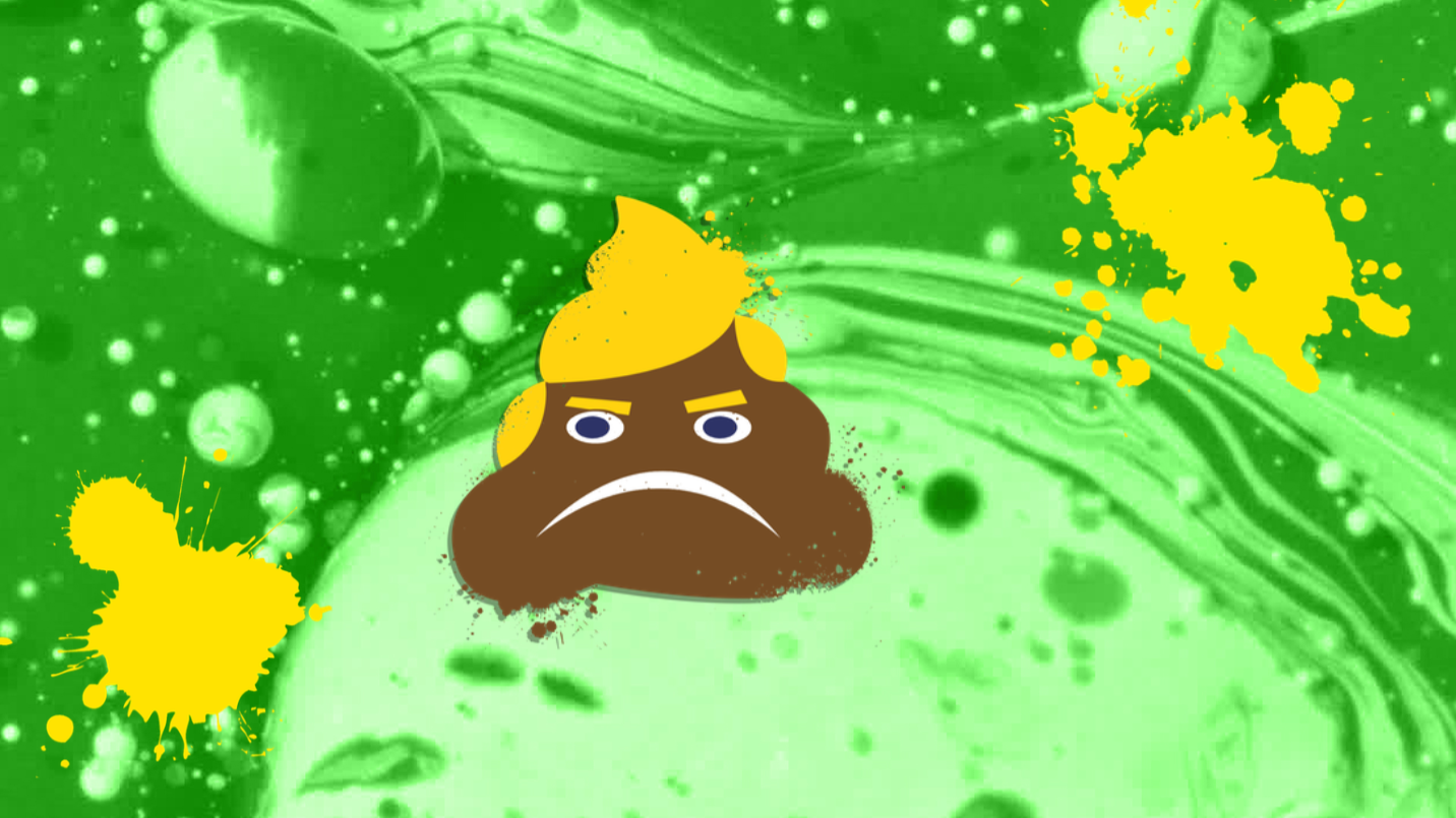 Poop on a slime background 