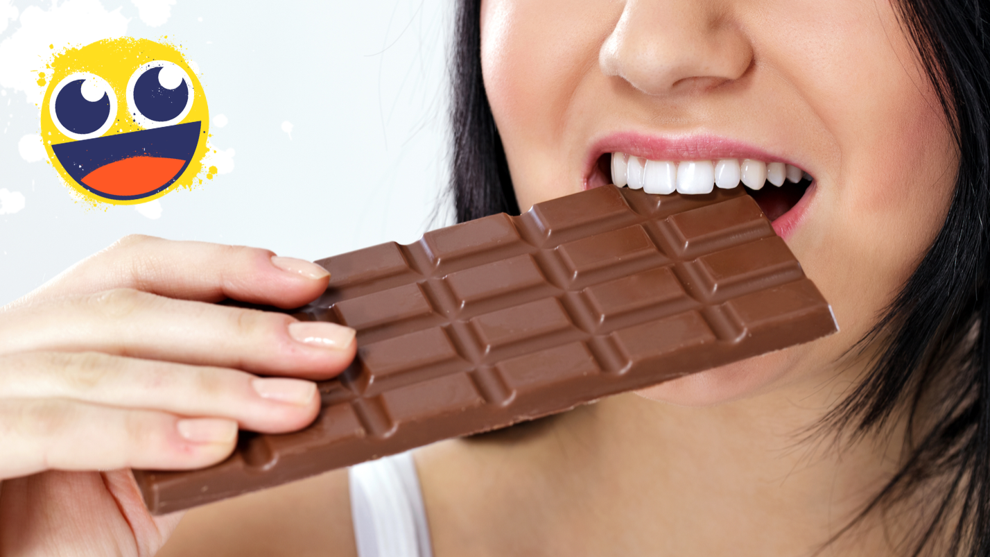 Person eating chocolate 