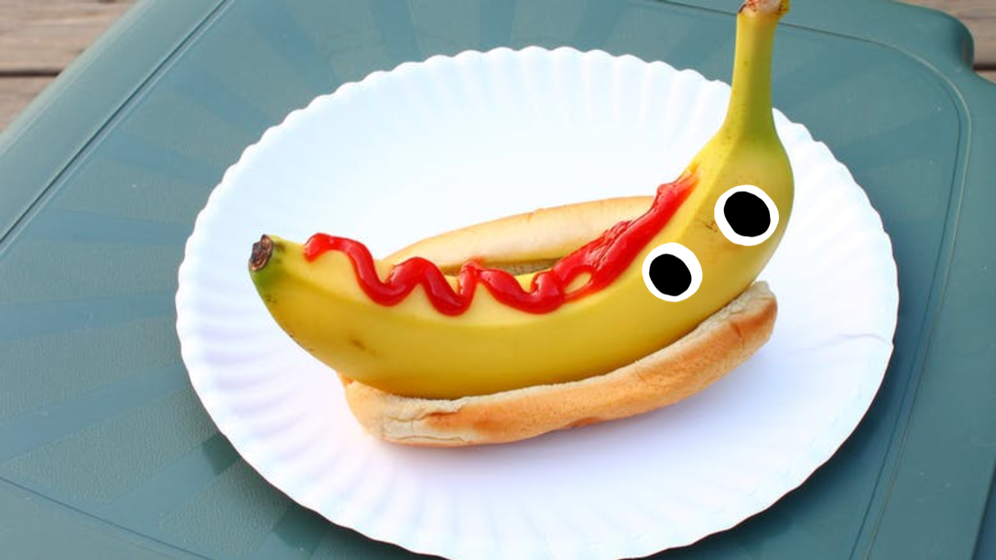 Banana in a hot dog bun