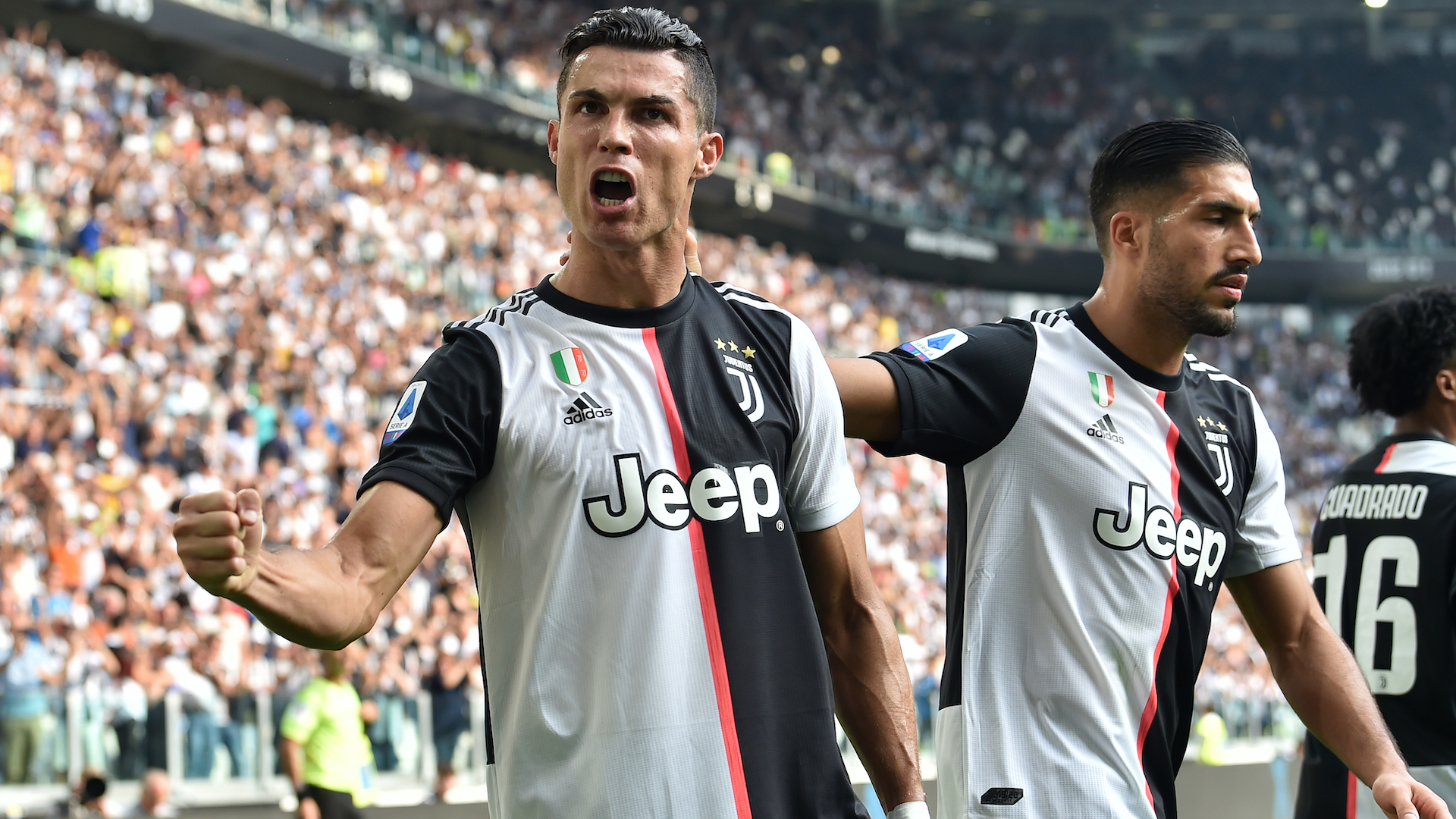 Cristiano Ronaldo of Juventus celebrates after scoring a goal in 2019