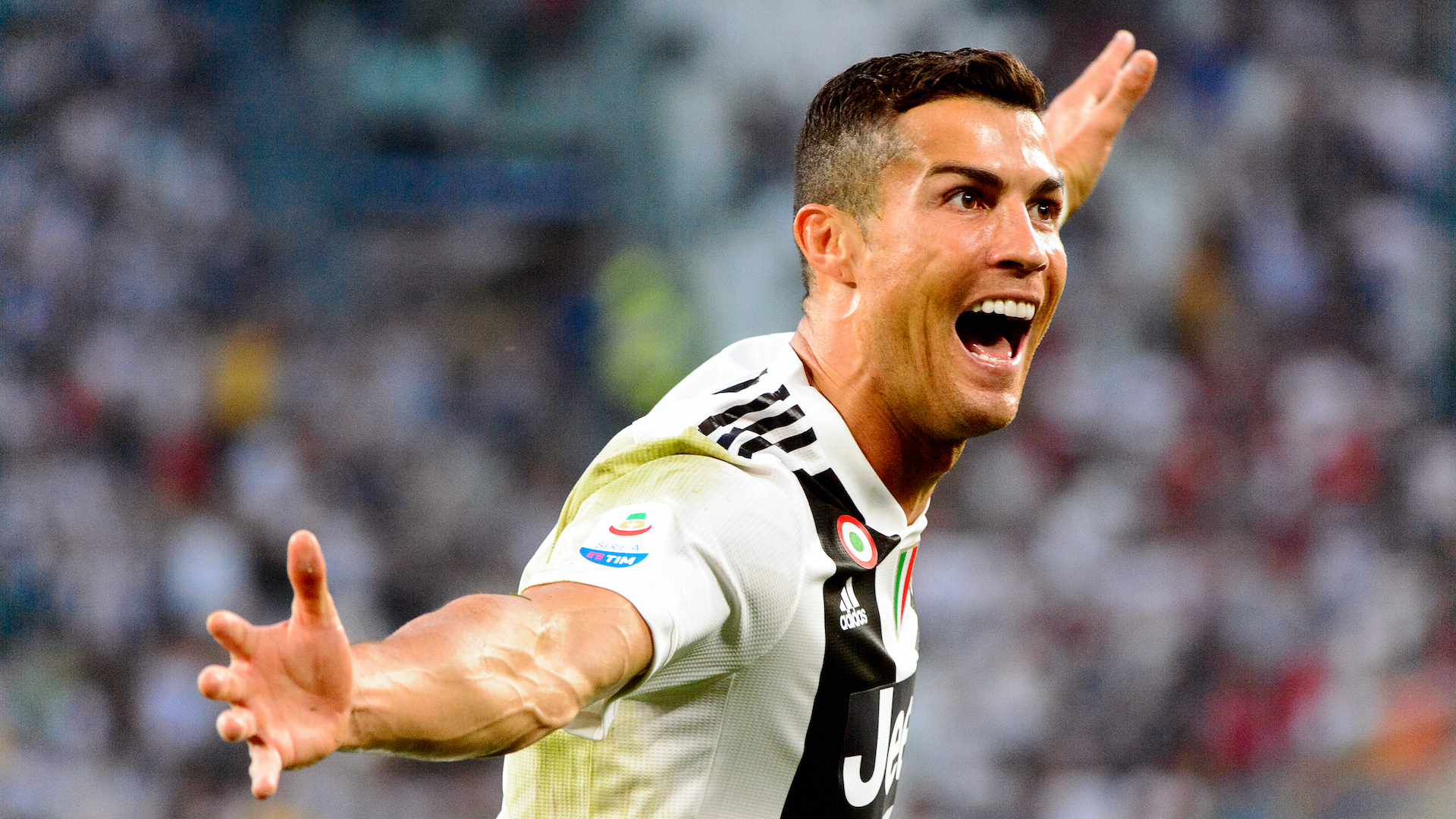 Cristiano Ronaldo celebrates after scoring a goal for Juventus