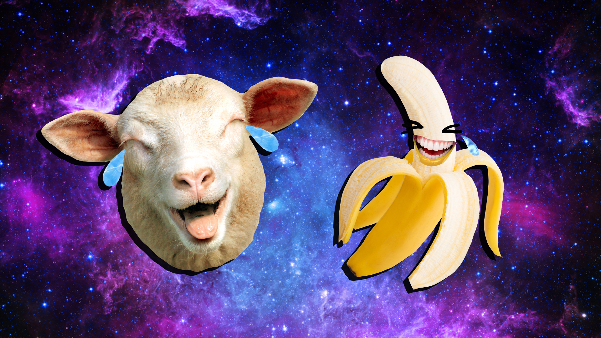 A cry laughing banana and sheep
